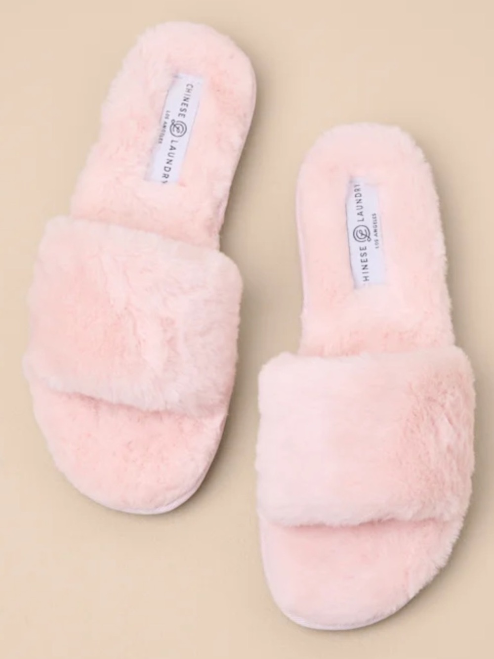 Rally Light Pink Faux Fur Slide Slippers Chinese Laundry Blush Slide Slippers